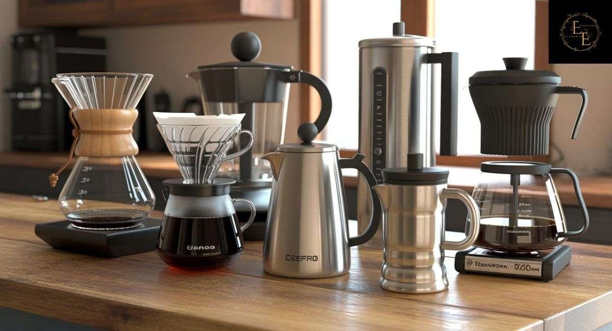 Best Non Toxic Coffee Maker lineup featuring glass pour-over, stainless steel French press, and BPA-free drip coffee makers.
